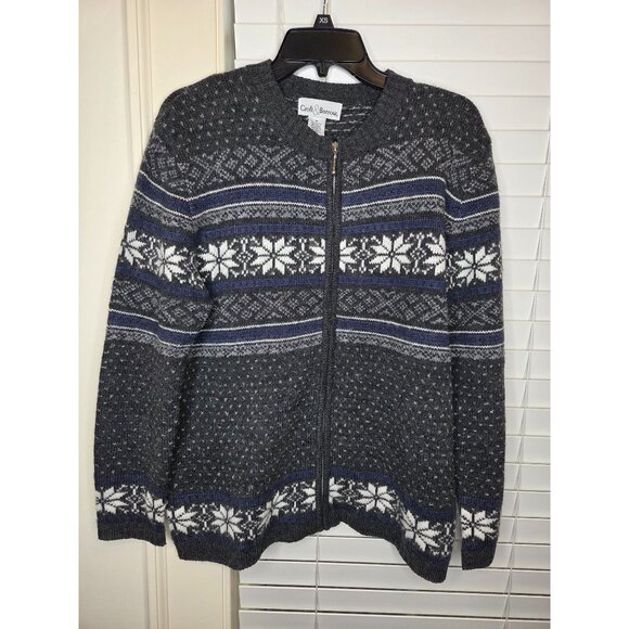croft & barrow Sweaters - VTG Women's Nordic Zip Holiday Christmas Sweater M Cabincore Croft & Barrow